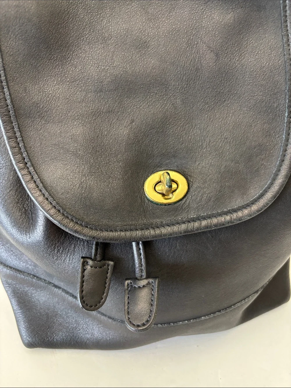Coach Costa Rica 9791 Black Leather Day Pack Backpack with Gold Turnlock